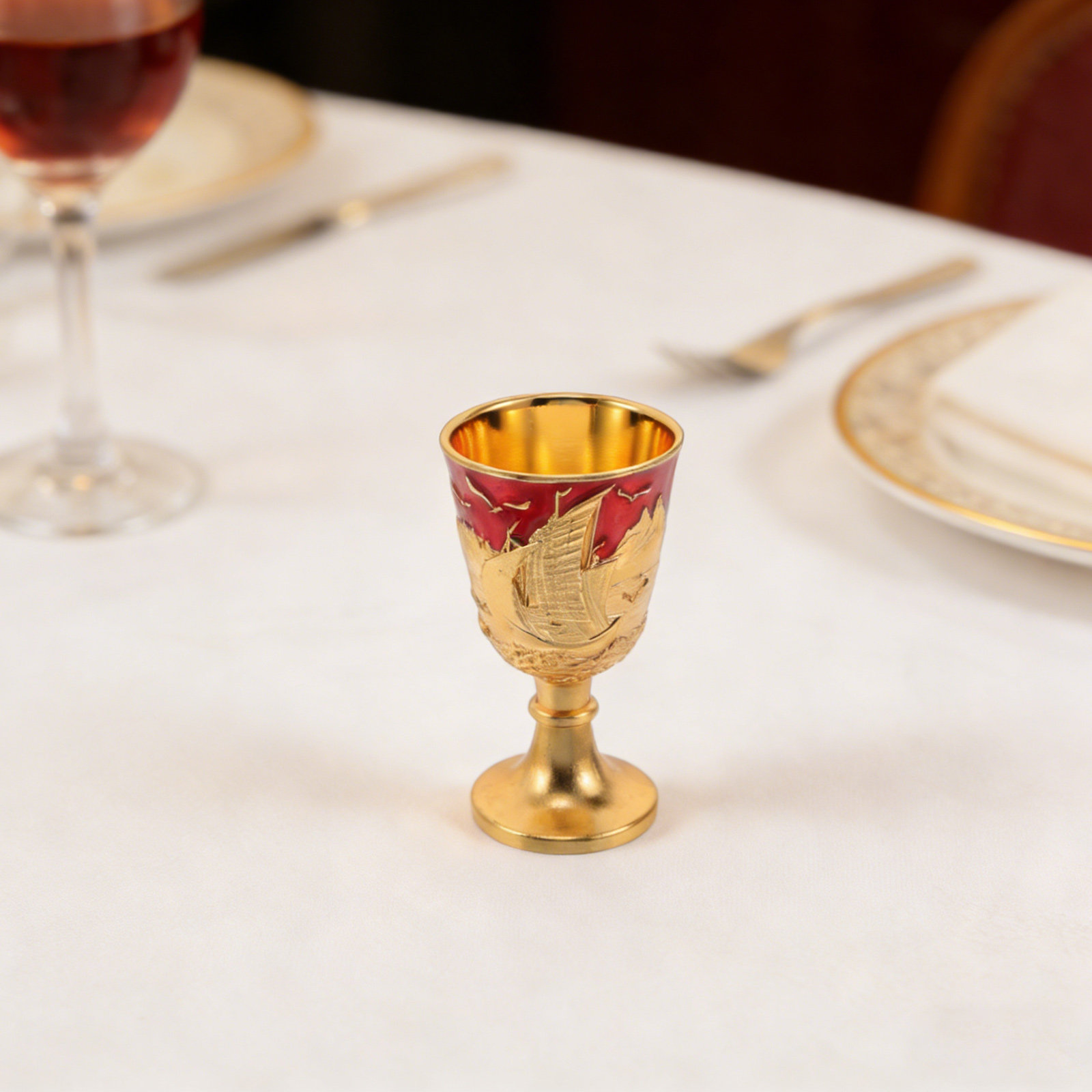 2Pcs Vintage Alloy Goblet Glas - đánh giá và giá Home Bar Set